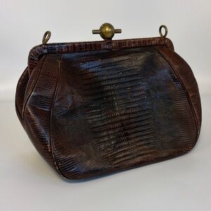 Vintage Sydney California Brown Reptile Leather Clutch
